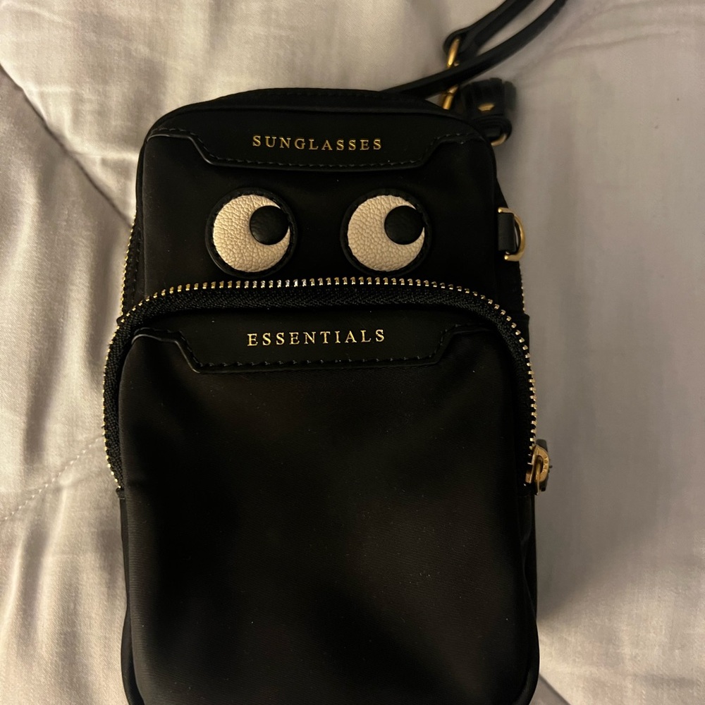 Anya Hindmarch Black Crossbody Bag with Gold Accents